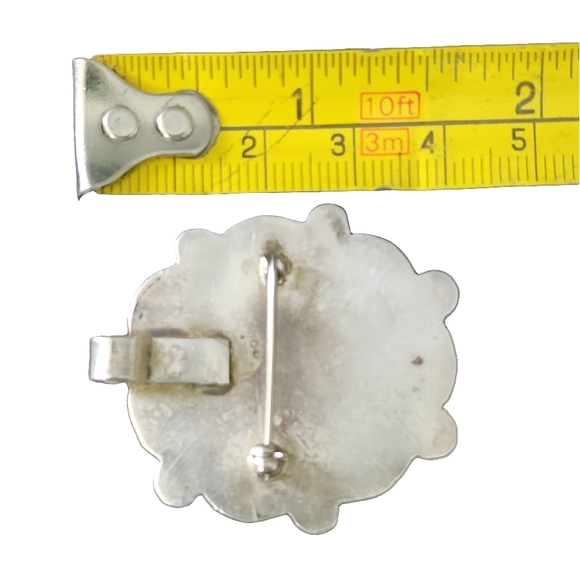 Vintage Sterling Bird Inlay Brooch Pendant with Turquoise and Coral Accents - Picture 7 of 7